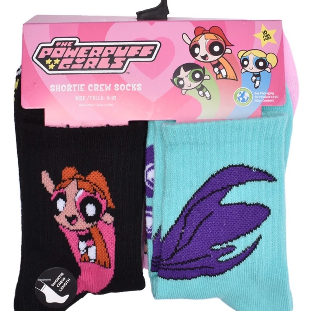 10 pack Powerpuff Girls Shortie Crew Socks